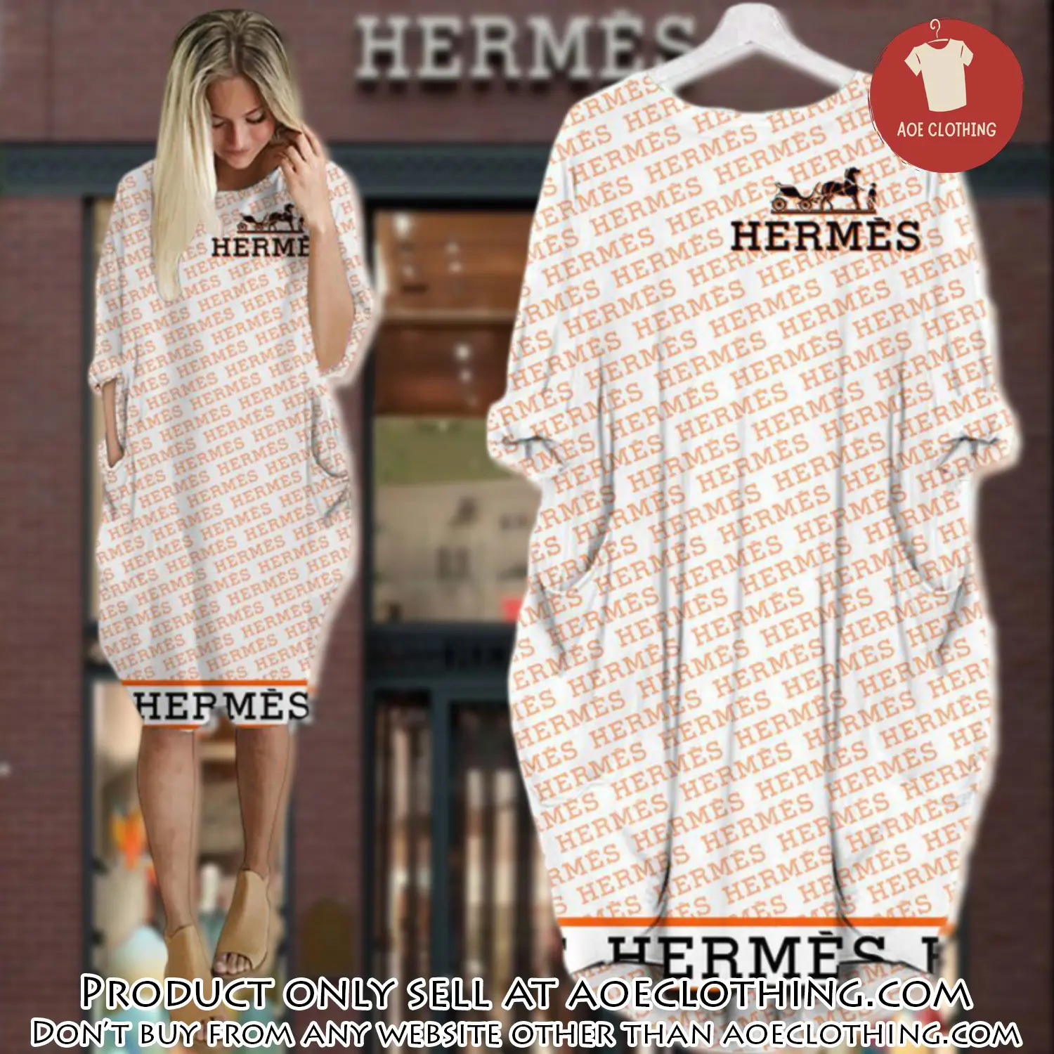 Hermes white batwing pocket dress luxury brand for women pd081 aoe1839560